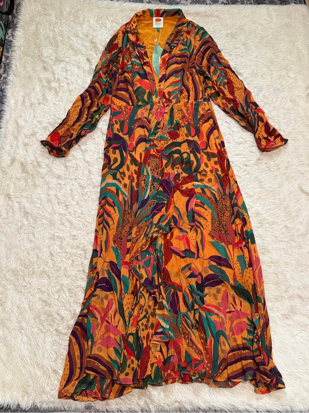 NWT Farm Rio Golden Jungle Maxi Dress - Size Large - Picture 3 of 8